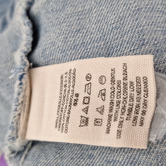 Free People Light Wash Long Sleeve Streetwear Grunge Fitted Denim Jacket Size M - Picture 13 of 14